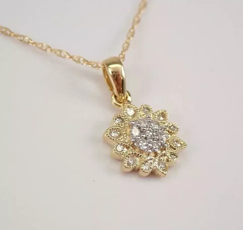 1Ct Round Cut VVS1/D Diamond Snowflake Pendant 14K Yellow Gold Finish Free Chain