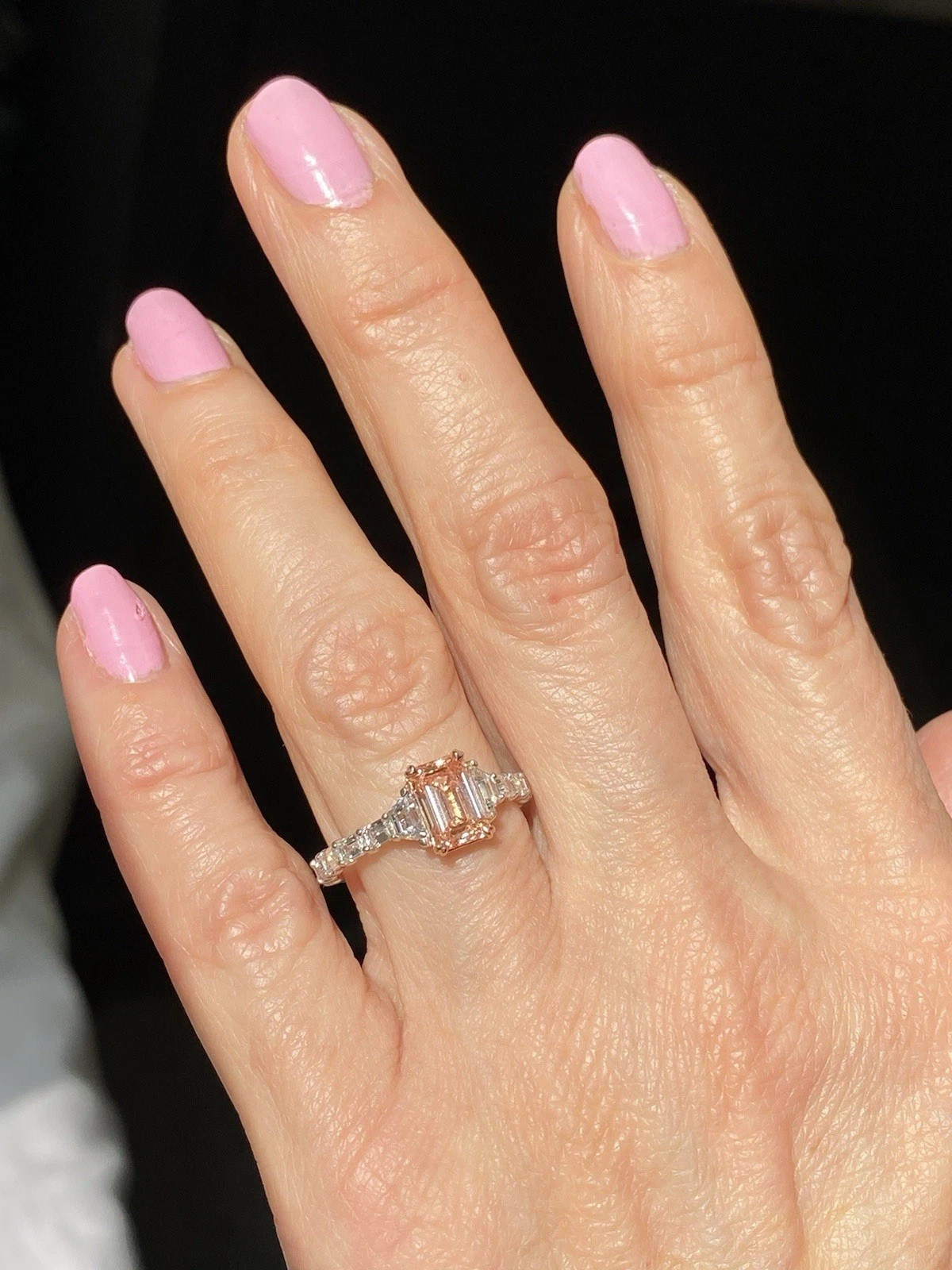 2.00Ct Emerald Cut Lab Grown Diamond Fancy Pink Diamond Wedding Ring 14K Gold