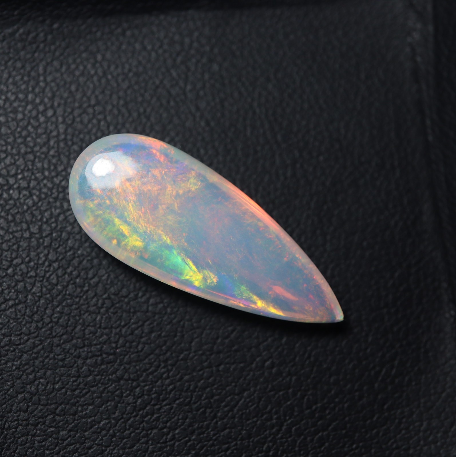 6.1 Cts Natural AAA Red Green Fire Ethiopian Opal Pear Cabochon 24.7x10x5.4 MM