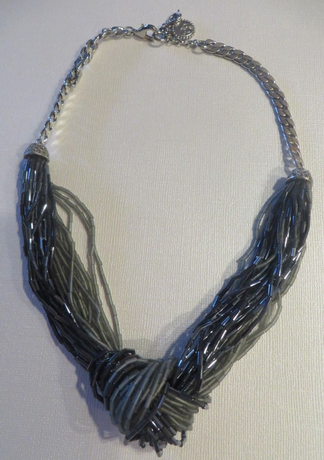 Nw/oT Charcoal Gray/Black  Women’s 9″ drop Multi Strand Knotted Necklace
