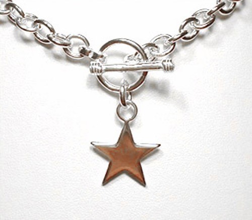 Star Charm Toggle Link Solid Sterling Silver Necklace 20″ (42 grams)