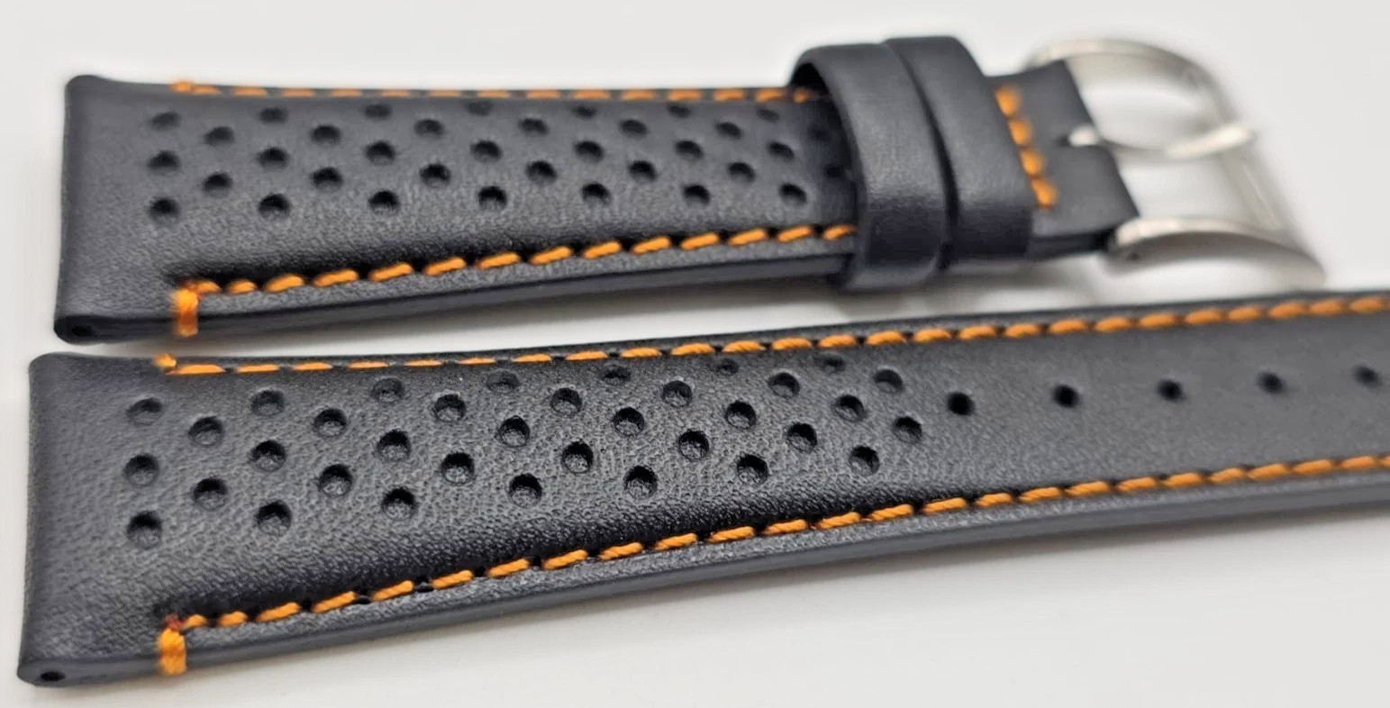 Citizen 59-S54052 Genuine Strap mm20/16 Black Hole Racing Seams Orange
