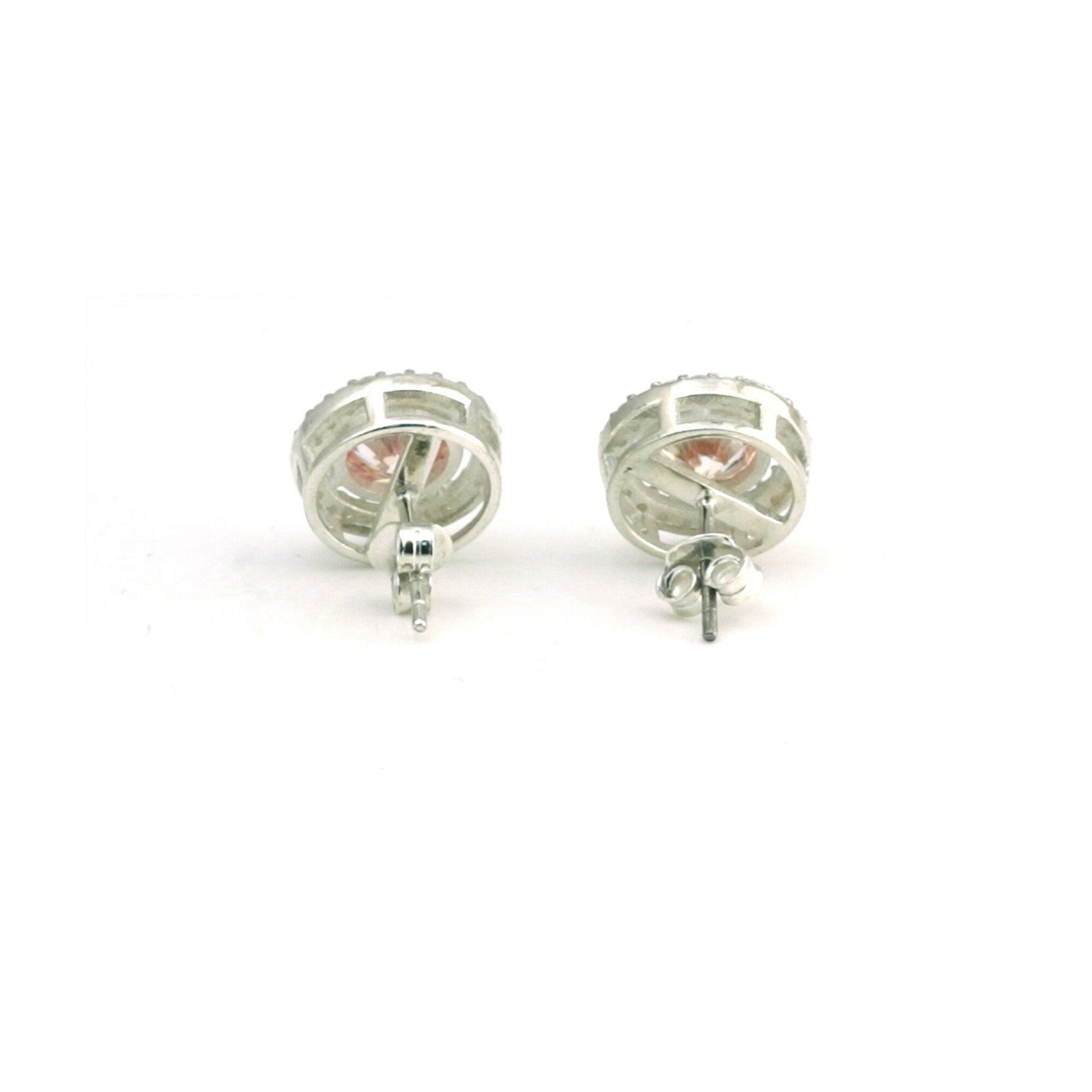 2 Ct Round Light Pink Lab Grown Diamond Stud Earrings VS1 925 Sterling Silver