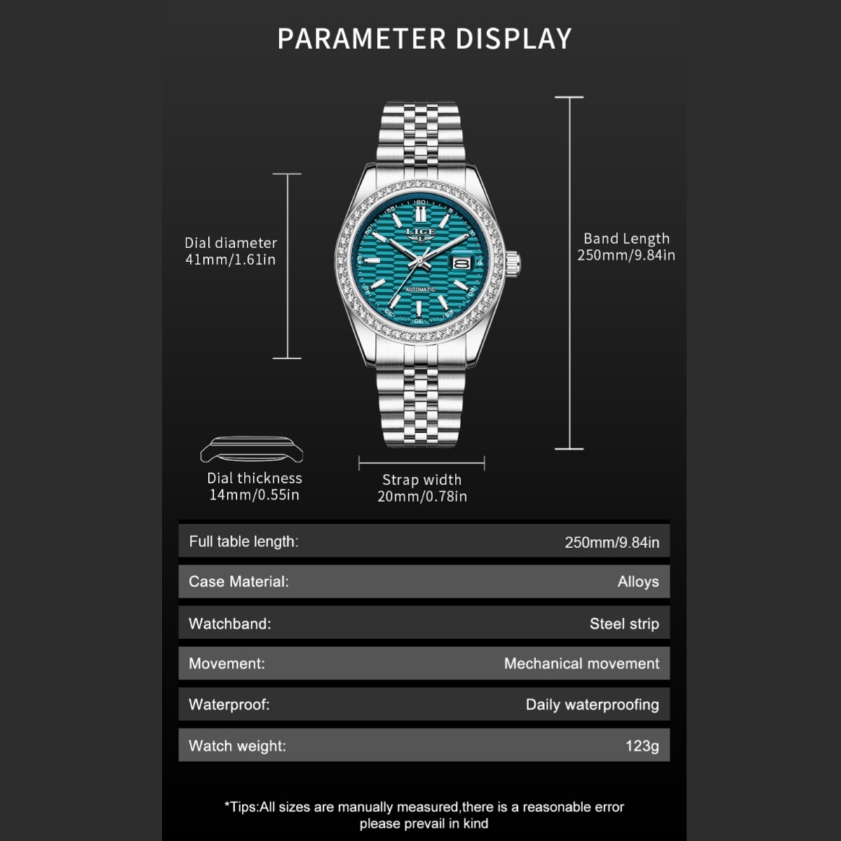 Men Luxury Watch Automatic Mechanical Date Luminous Waterproof Casual Wristwatch