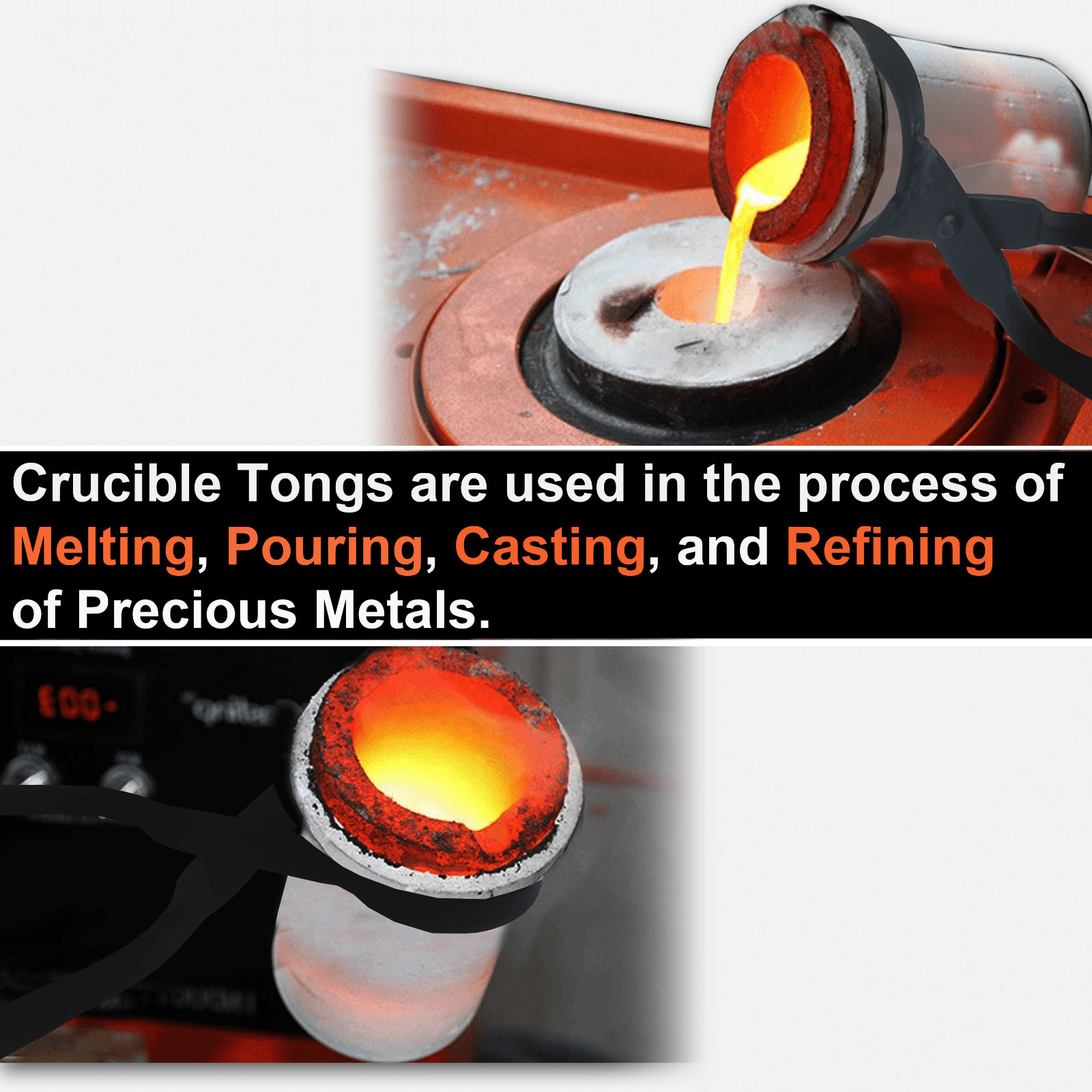 Flask Tongs , 27″ Foundry Crucible 4″ Día Refining Melting Casting Gold Silver