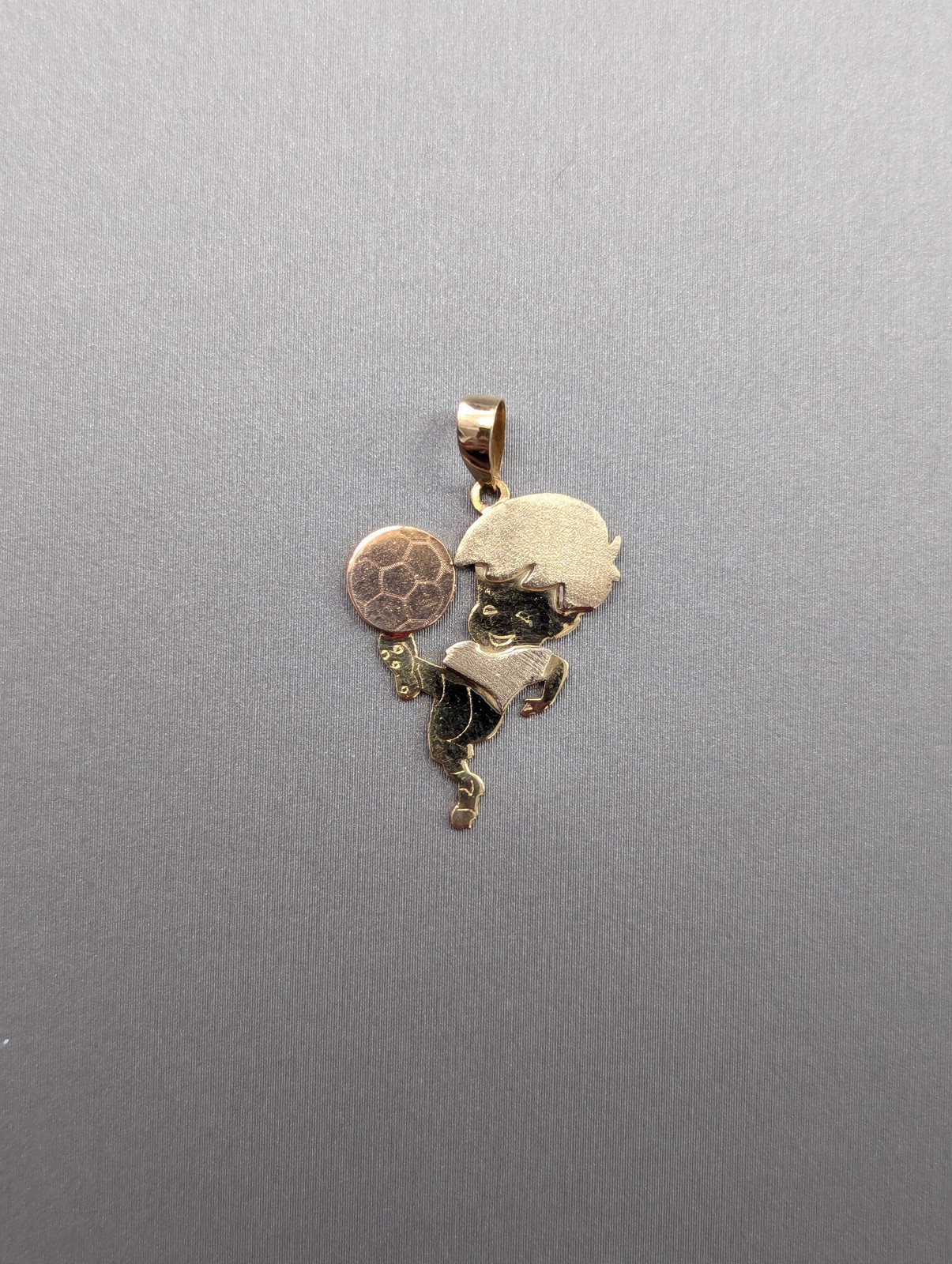 14K Two Tone Football Boy Pendant