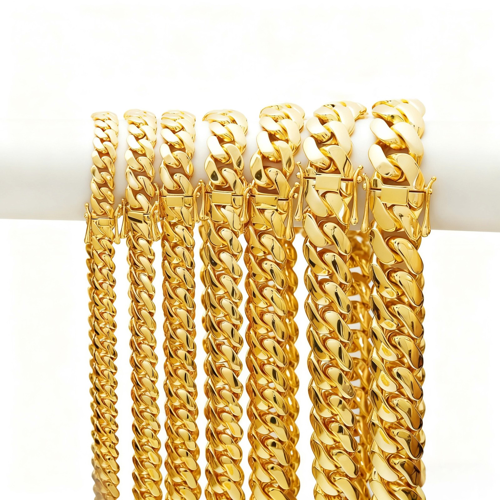 6-22mm Miami Cuban Link Chain Hip-hop Necklace Stainless Steel 14k Gold Plated