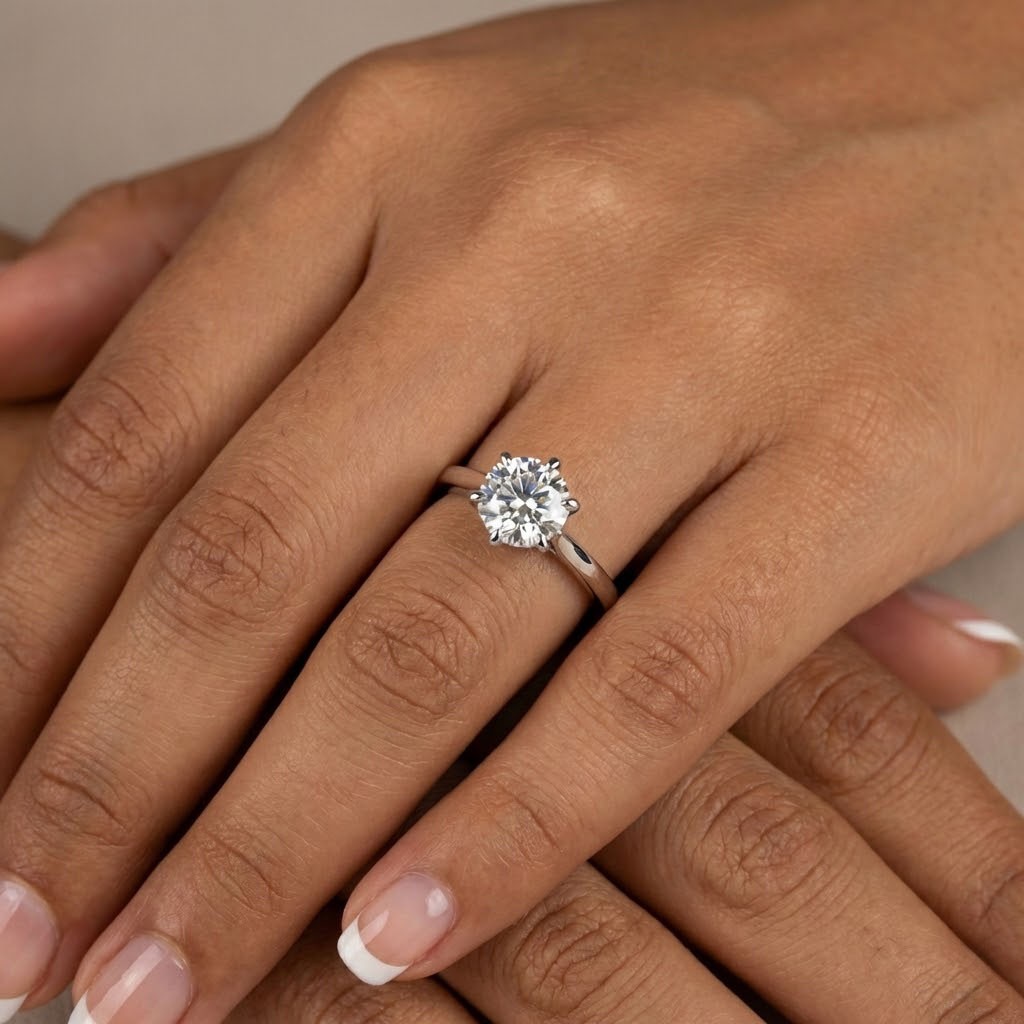 Solitaire Engagement Ring Solid Platinum 1.55 CT Round Lab-Grown Diamond D VS1