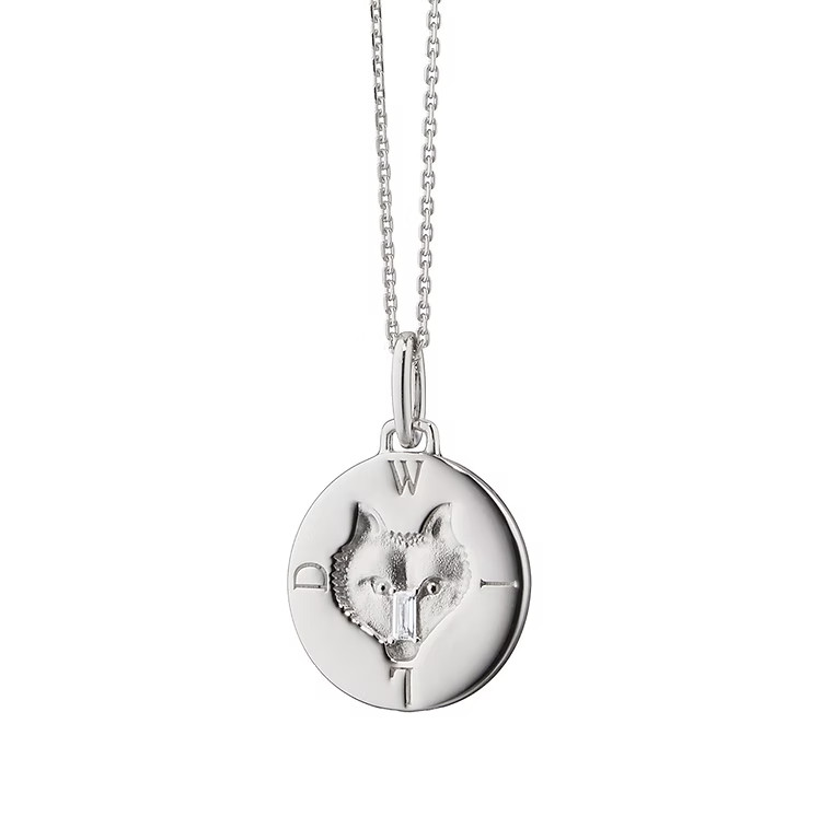 Monica Rich Kosann Sterling Silver “Wild” Intaglio Charm with White Sapphire