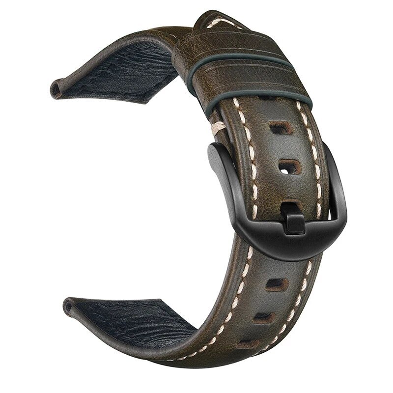 Classic Style Oil Wax Cow Genuine Leather Strap Watch Band 20mm 18 22mm 24 26mm