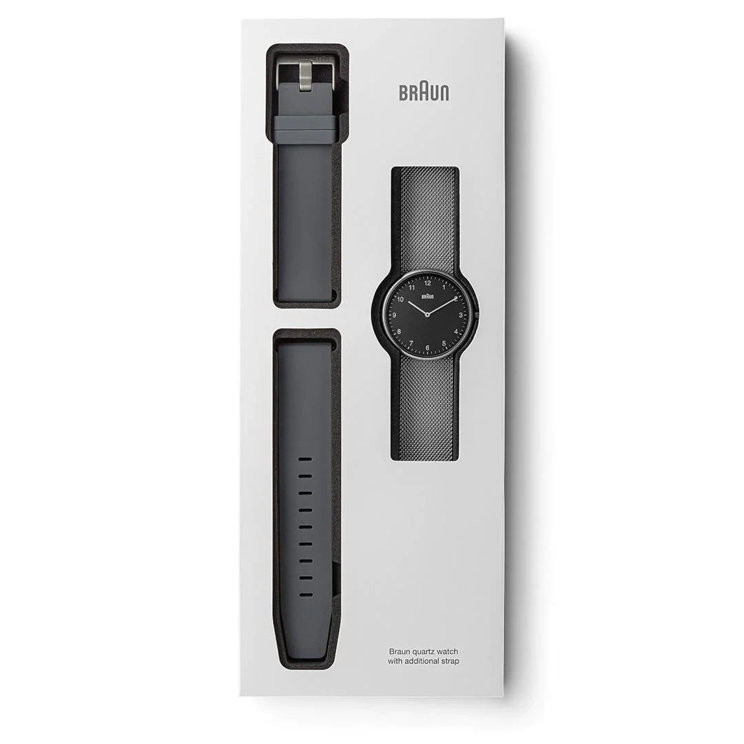 Braun Watch Steel Mesh Bracelet Unisex with Interchangeable Grey Silicon Strap