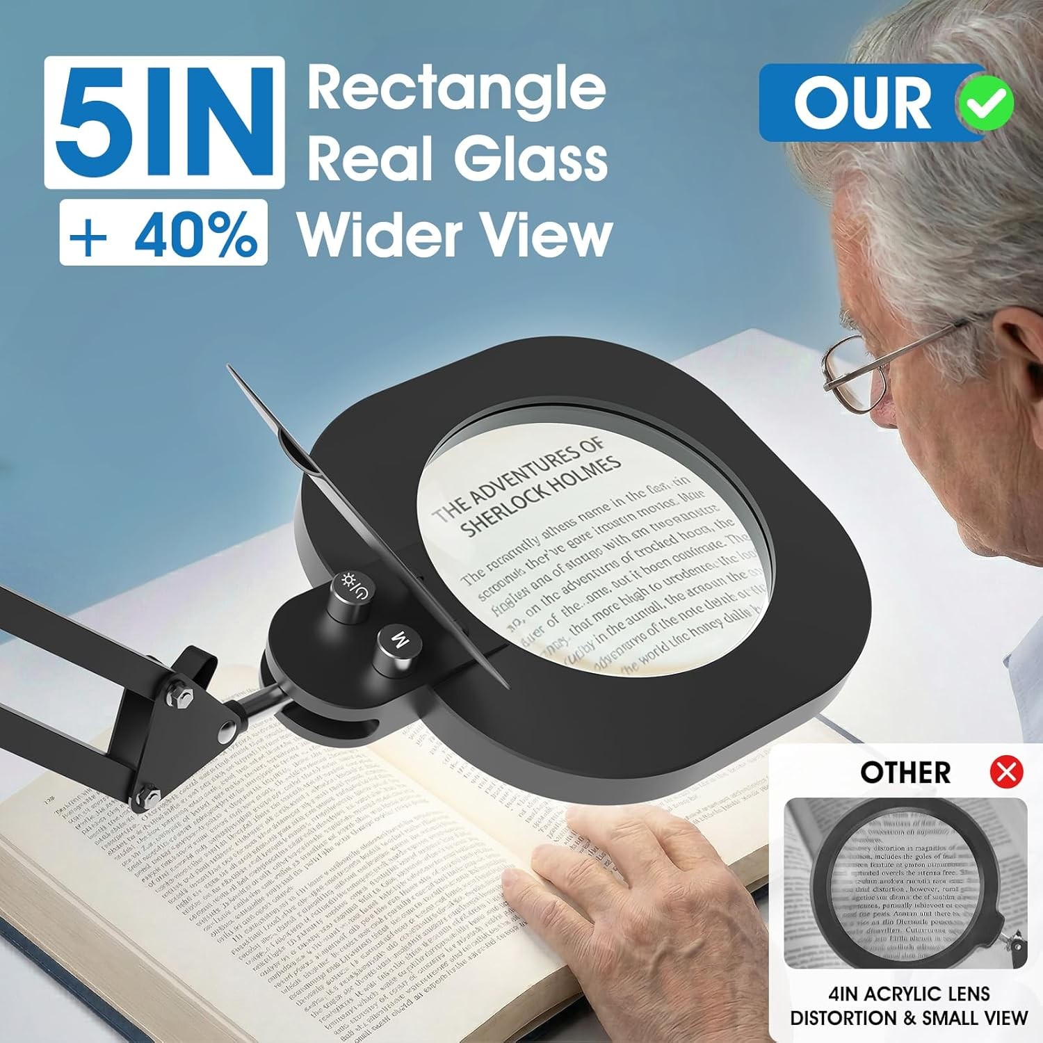 10X Magnifying Glass with Light and Stand：27 Inch Extra Long Arm Magnifying Lamp
