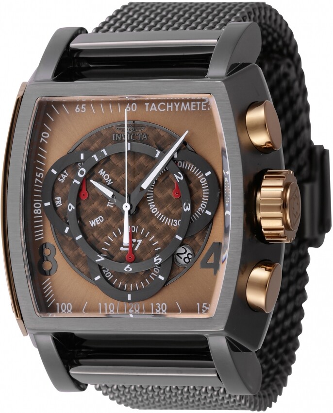 Invicta S1 Rally Khaki & Gunmetal Dial Swiss Steel Mesh Strap Mens Chrono Watch
