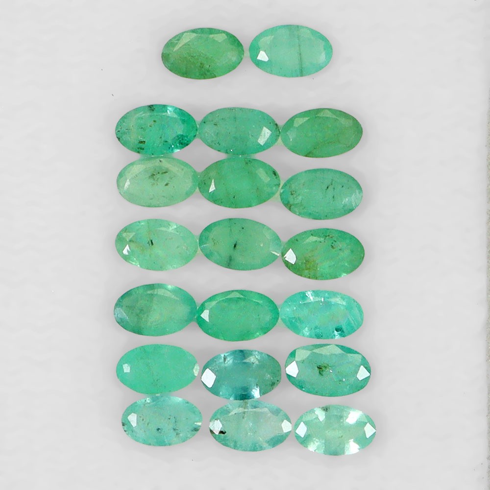 Oval Cut Natural Unheated Green Emerald Brazil 20pcs 4.90ct 5x3mm Lot Gemstone