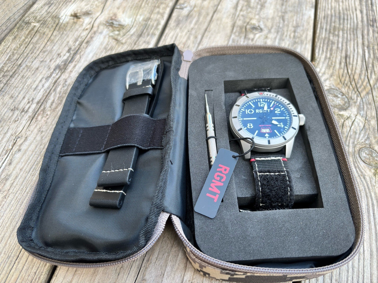 RGMT Military Target Black Quartz Watch. RG-8052-01. Brand New. 2 Straps.