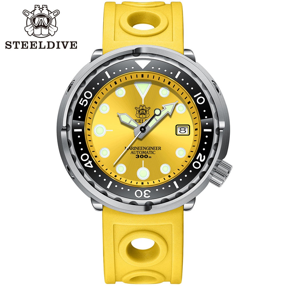 STEELDIVE SD1975 Mens 47.5mm 300M Automatic Dive Watch NH35 Steel Sunray