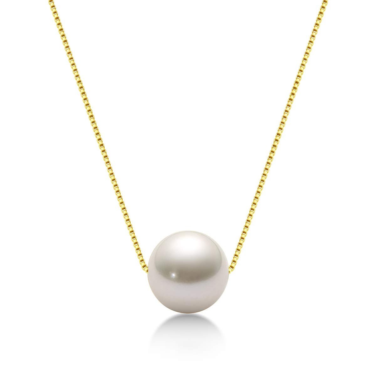 Floating Freshwater Pearl Pendant Necklace for Women – Sterling Silver 18″ Chain