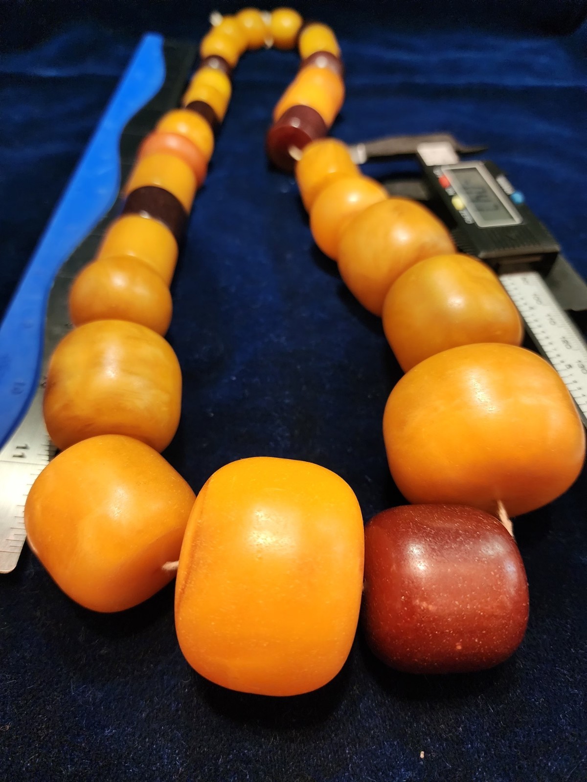 Antique African Butterscotch Egg Yolk Baltic Amber Round Bead Necklace.