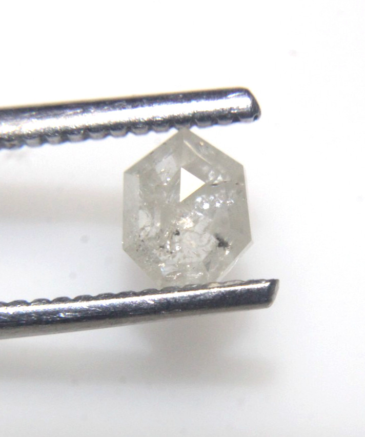 0.73 Ct Natural Geometric Shape Salt n Pepper Rose Cut Diamond 5.93×4.84×2.70 MM
