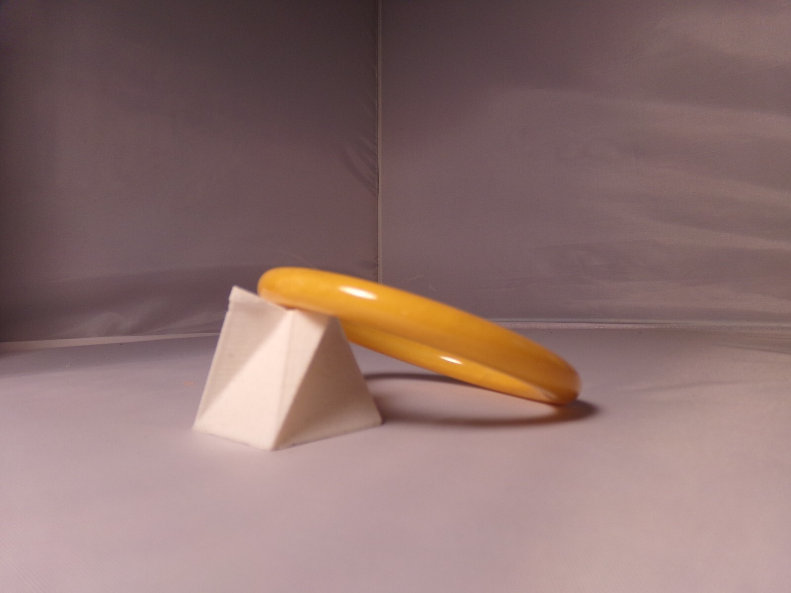 Vintage Mustard Yellow & White Marbled Plastic Bangle Bracelet