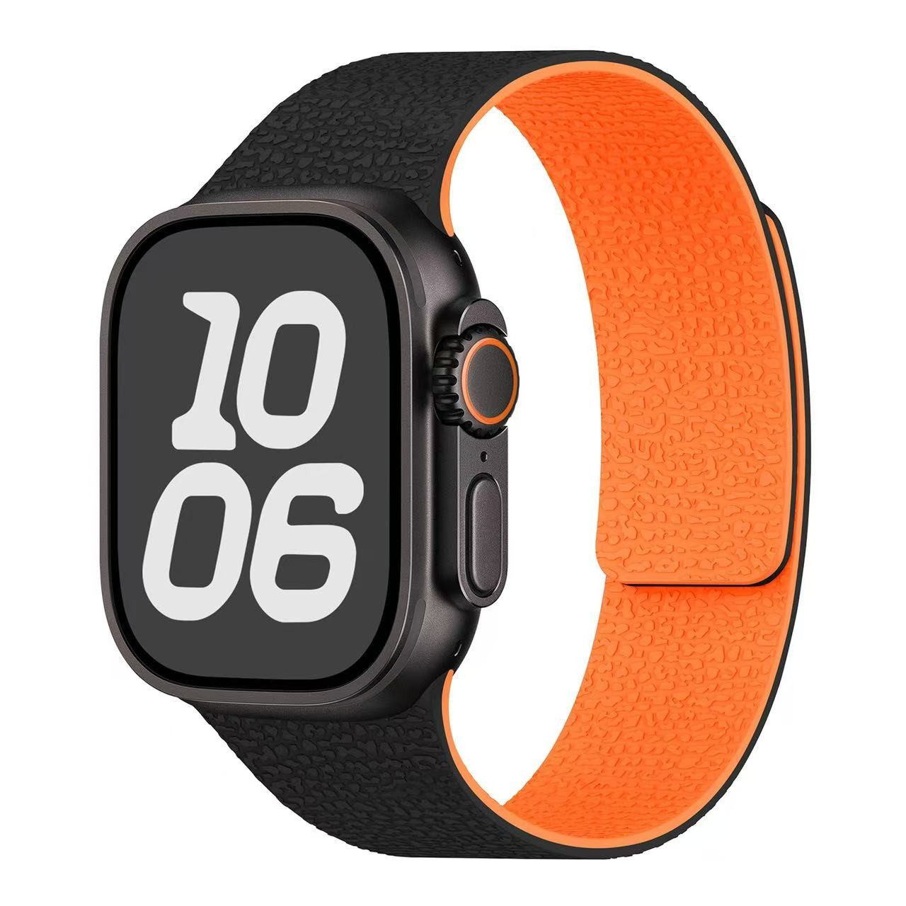 Suitable for Apple Watch S1-11/Ultra/SE – Litchi Pattern Magnetic Silicone Strap