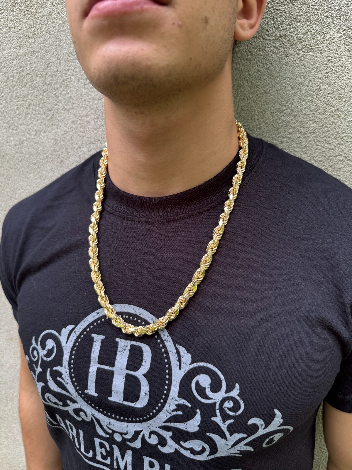 8mm Thick Rope Chain 14k Gold Plated Real Solid 925 Sterling Silver Necklace Big
