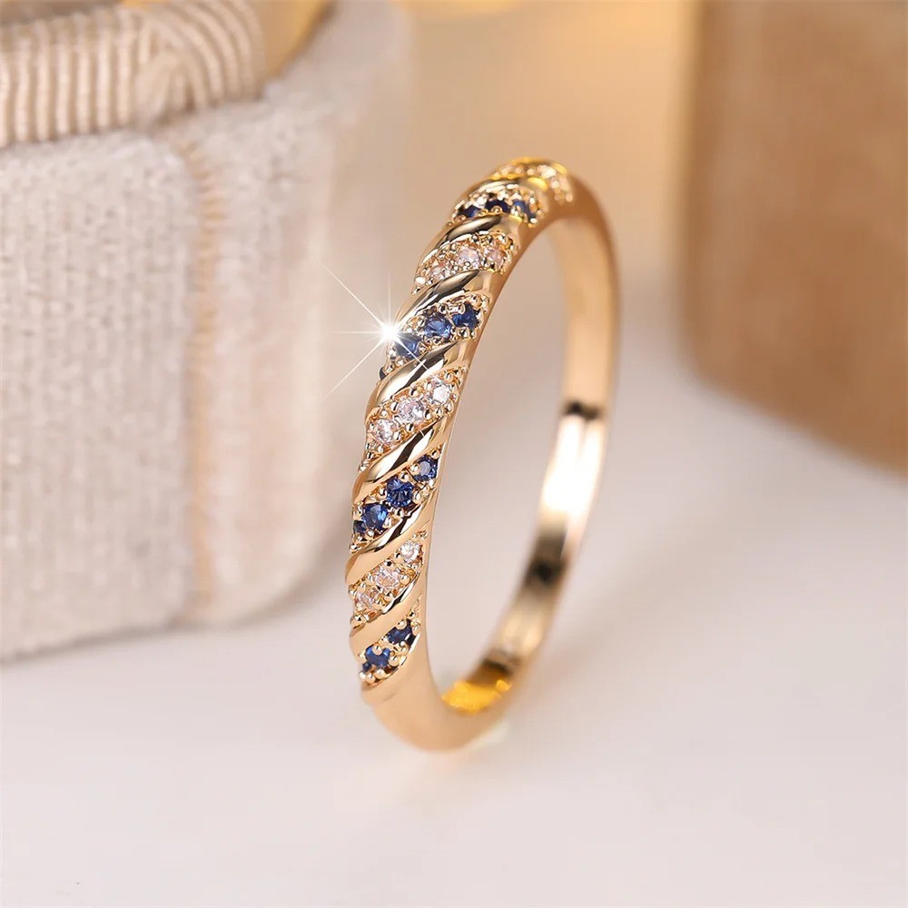 Luxury Zirconia Ring for Women Gold Color Fashion Party Jewelry Rings Gift