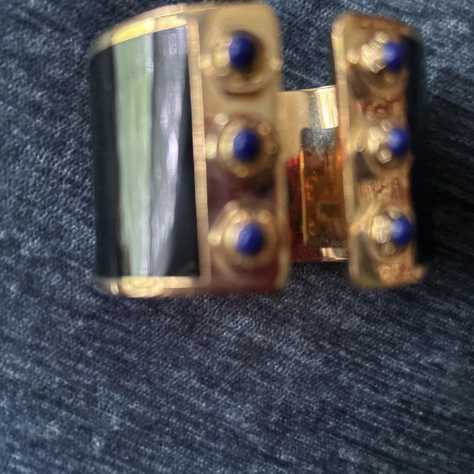 VTG Henri Bendel Cuff Signed Bracelet Stones. Beautiful