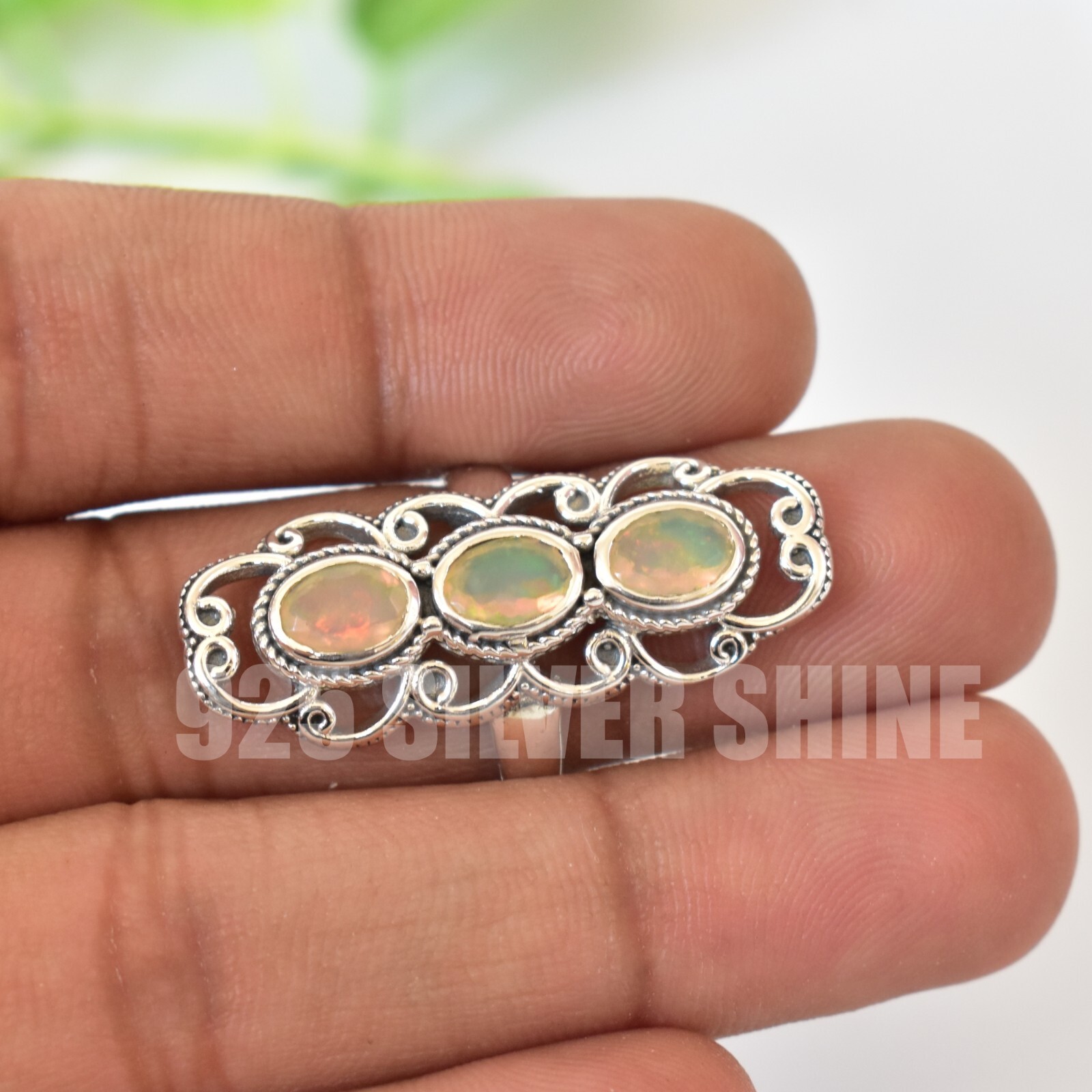 ETHIOPIAN OPAL NATURAL GEMSTONE 925 SOLID STERLING SILVER HANDMADE JEWELRY RING