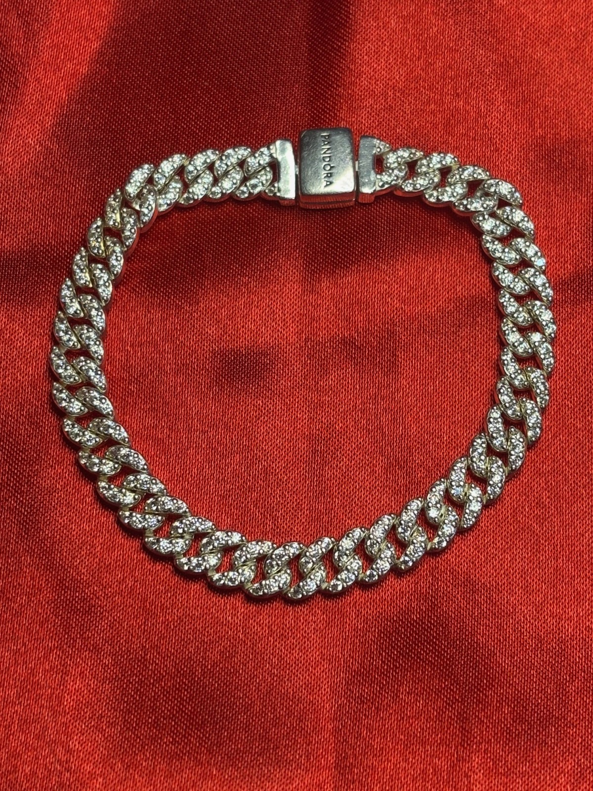 Authentic Pandora Sterling Silver Cuban Bracelet 16cm 6.3in Perfect Condition!!