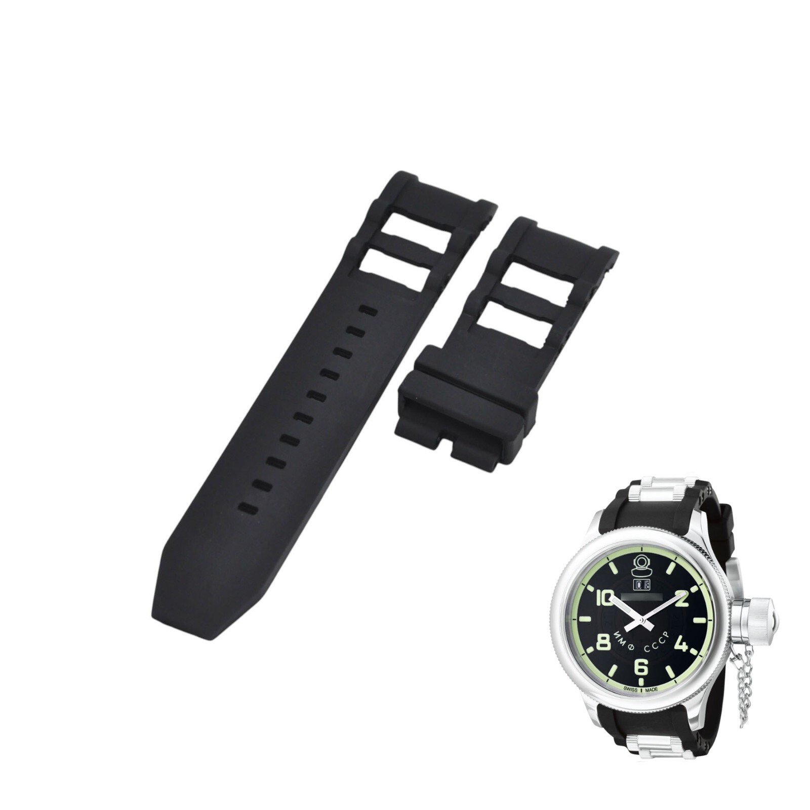 Russian Diver 4342 26mm Black Rubber Watch Strap For Invicta