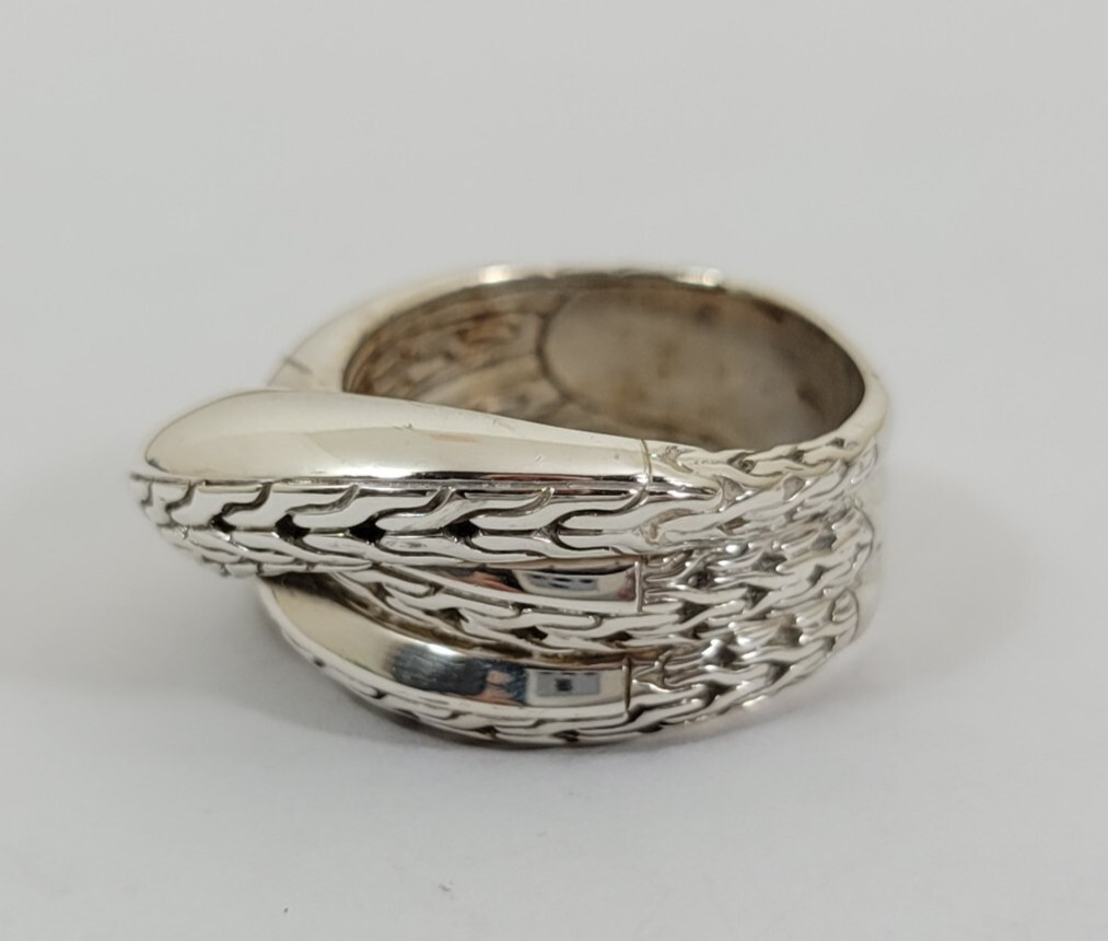 John Hardy Sterling Silver .925 Wheat Crossover Size 9 Ring 15.0g