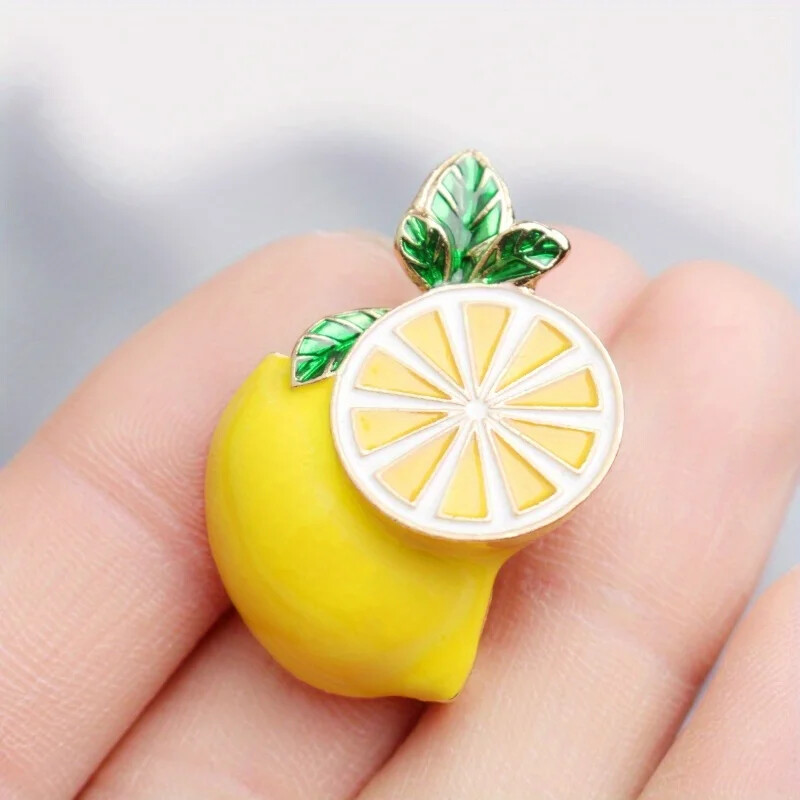 Fashion Lemon Brooch Enamel Alloy Fruit Shape Pin Mini Jewelry
