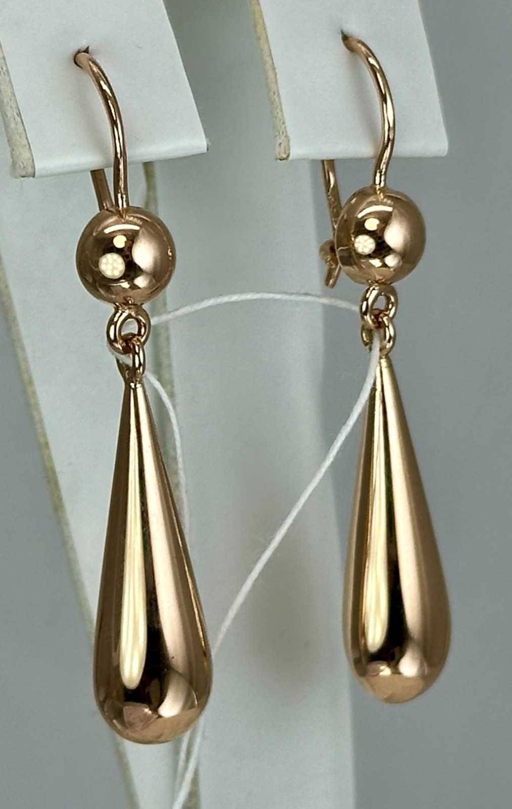 USSR Vintage Original 14K 583 Rose Gold Drop Dangle Earrings 1976 Odessa 3,93 g.