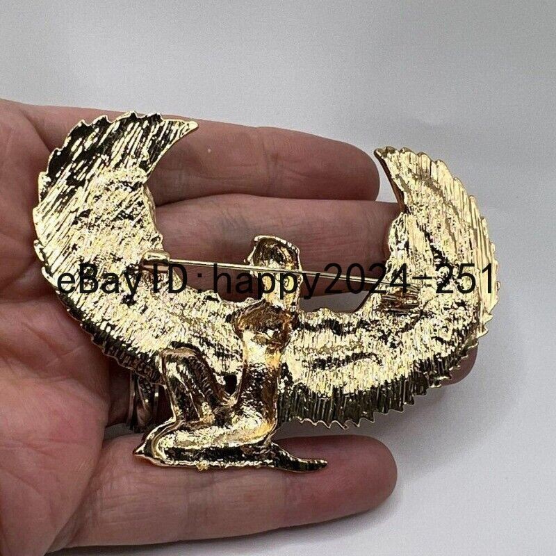 Vintage Brooch Large Egypt Fairy Brooch Pin Enamel Flying Eagle Lady Party Gifts