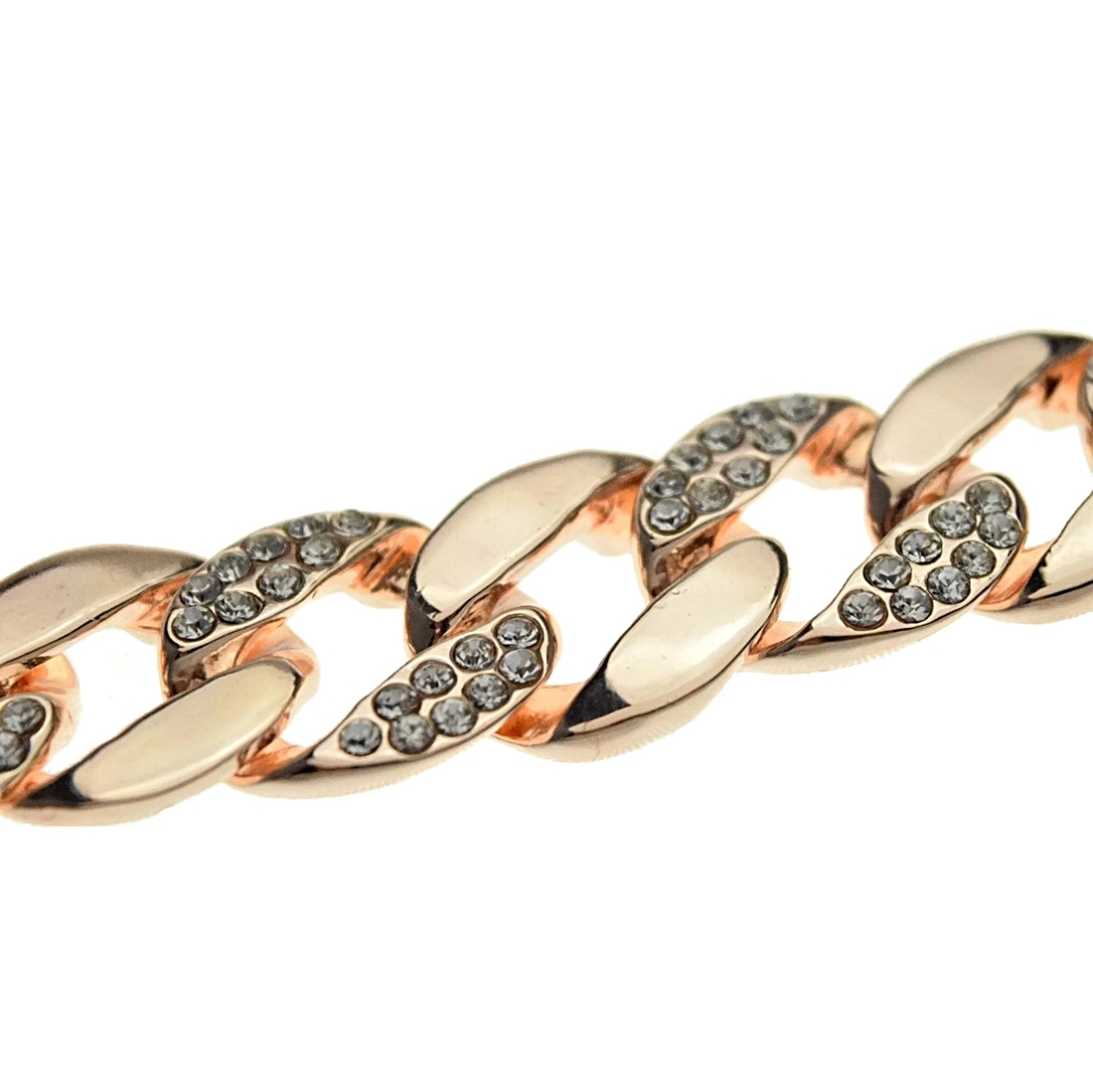 Men’s 14K Rose Gold Plated Cuban Link Iced Bling Chain Simulated CZ Necklace 30″