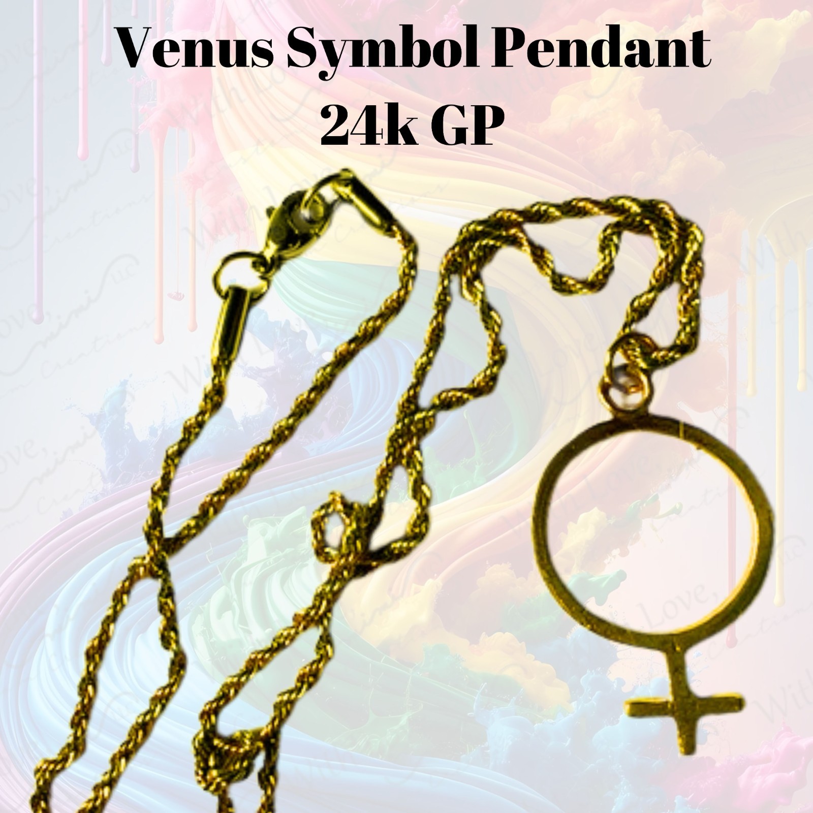 Venus Symbol 24K GP Pendant on gold and silver braid chain LGB by JKL 863
