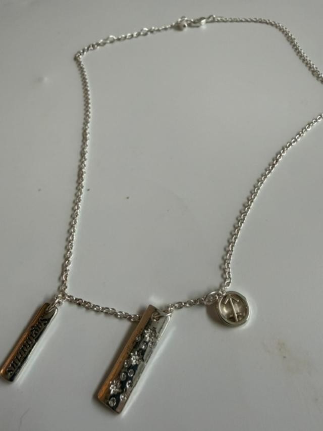 GV9 Silver Tone Sagittarius Zodiac Crystal Charm Necklace 18″