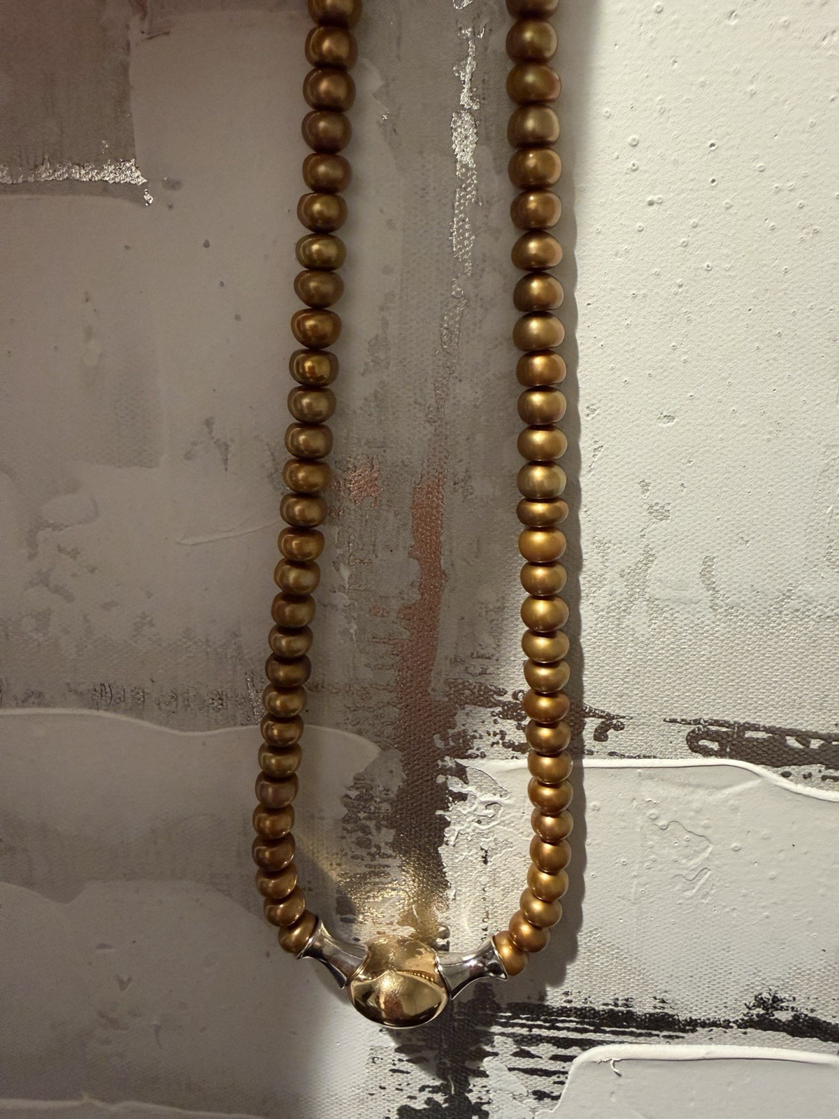 RLM Studio Robert Lee Morris Sterling Silver 925 Brass Pearl Necklace 16″