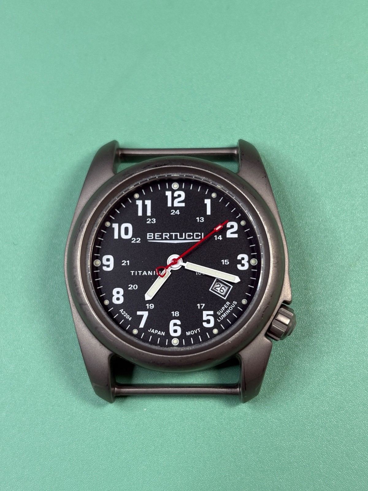 Bertucci A2-T watch Men 40mm Black Dial Titanium Date Round Nato New battery