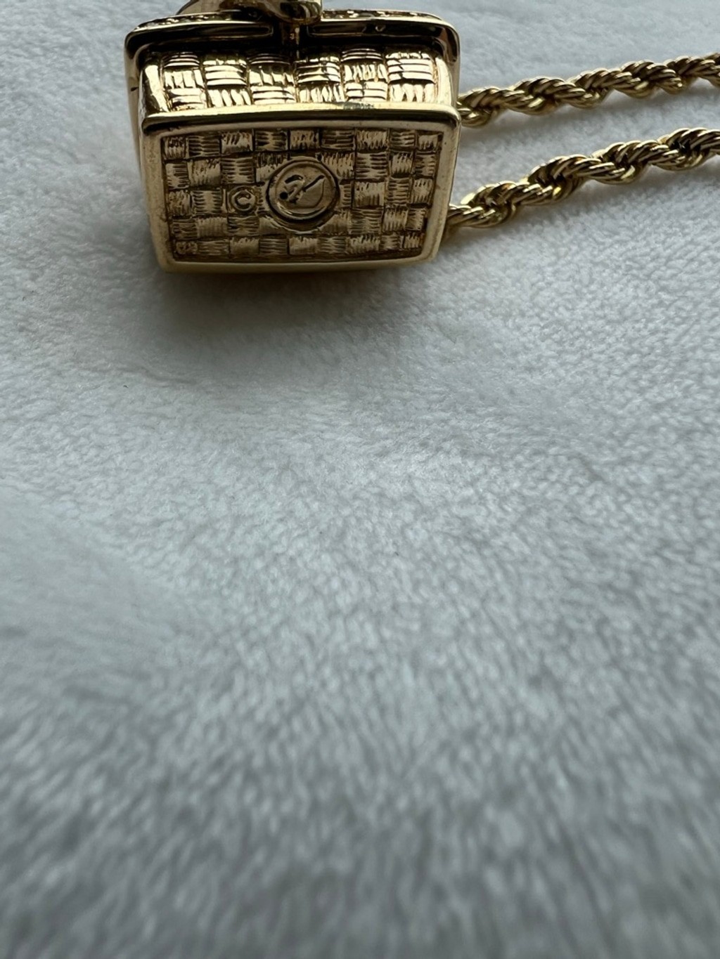 David Markstein Italian Bronze Basket Necklace 18in 18k Gold Covered