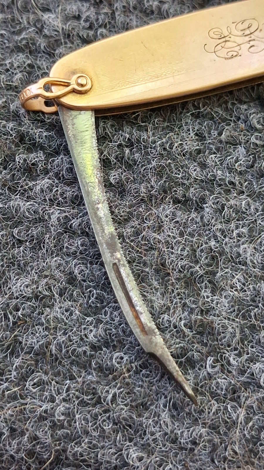 Vintage 10K Gold Watch Fob 2 Blade Pocket Knife with Pipe Cleaning Tool
