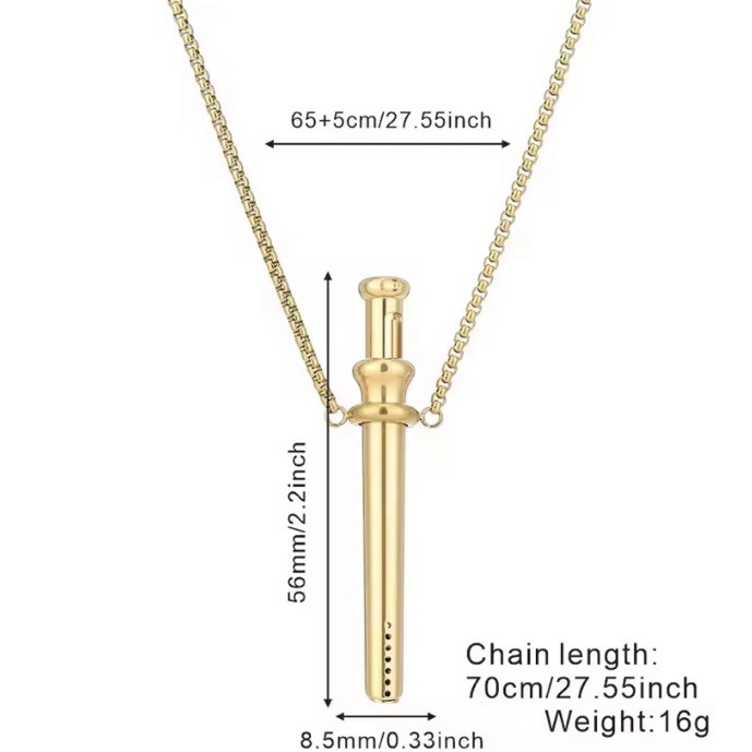 Gold Incognito Compact Bump Straw Necklace Ergonomic Snuff Tool Pendant Works