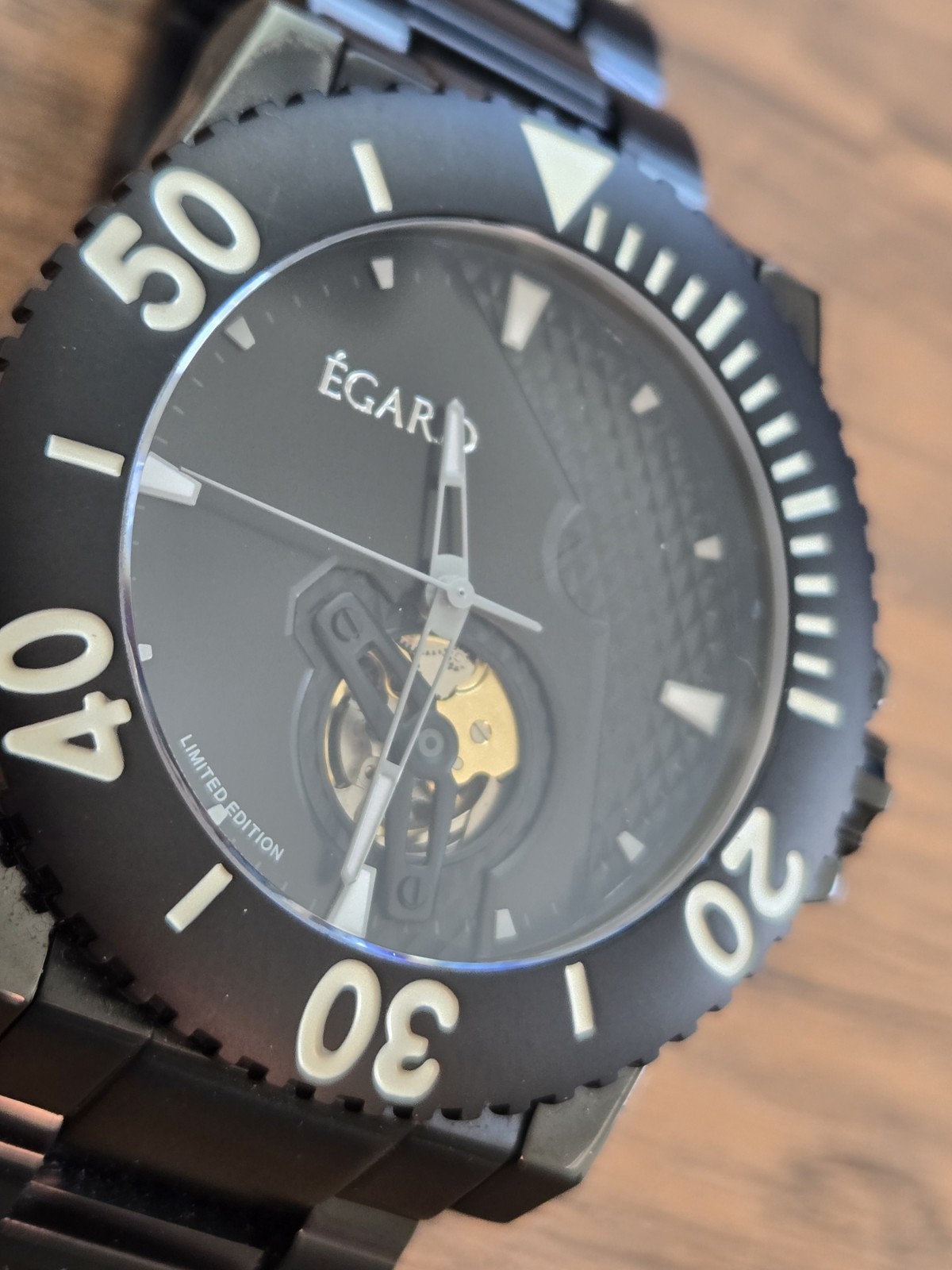 Egard Navita Black Limited Edition Diver Miyota Automatic 45 mm w Bracelet /125