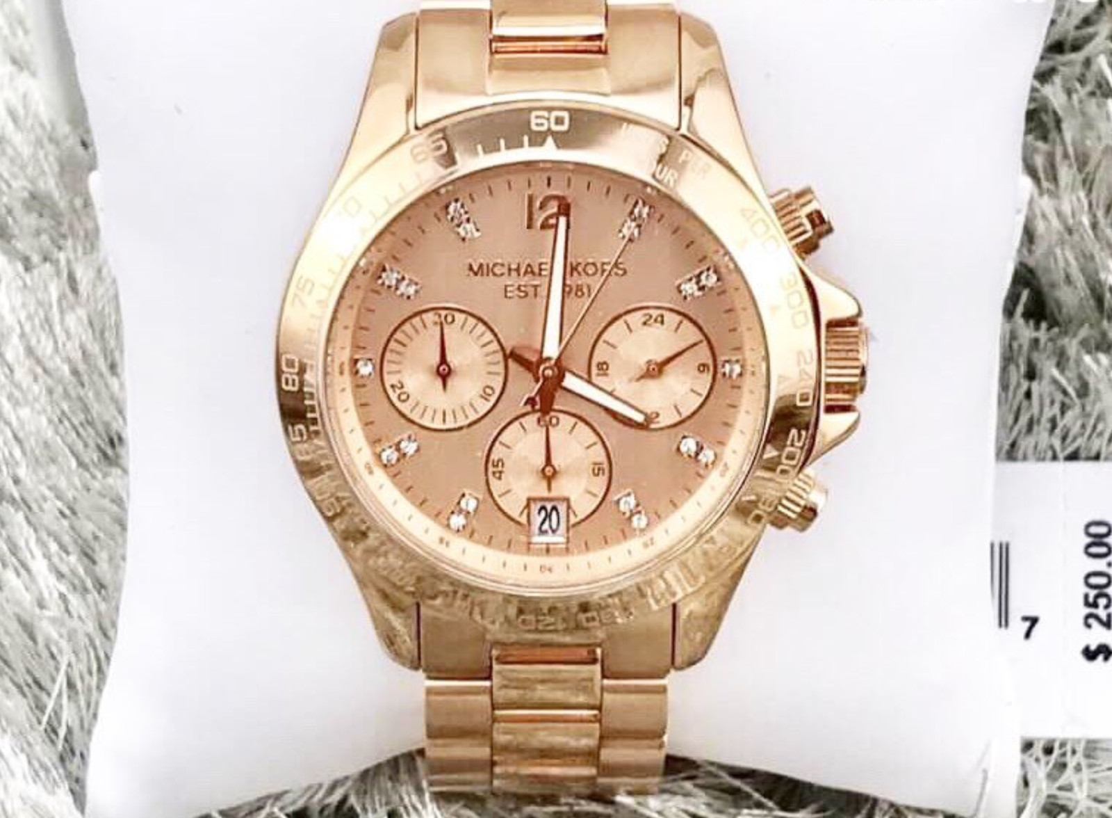 Michael Kors Ladies Rosegold Chrono Dial Stainless Steel Band Watch MK6450