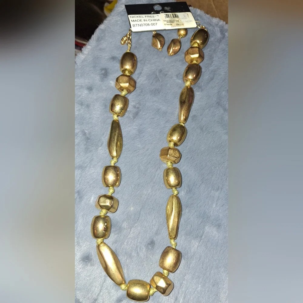 Bijoux Terner Jewelry Set Earrings & Necklace – New chunky geometric goldtone