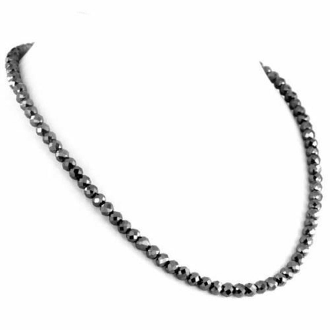 Sparkling Shinning Micro Faceted Black Diamond Beads Necklace 5 mm 16″ !