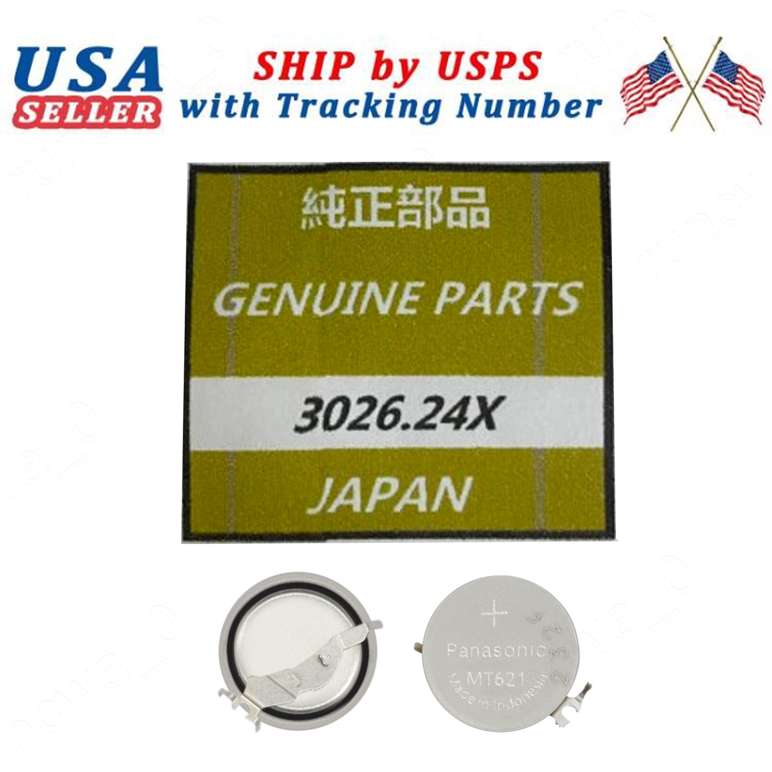 3026.24X MT621 Battery Capacitor for Seiko Kinetic Solar V137 V138 302624X