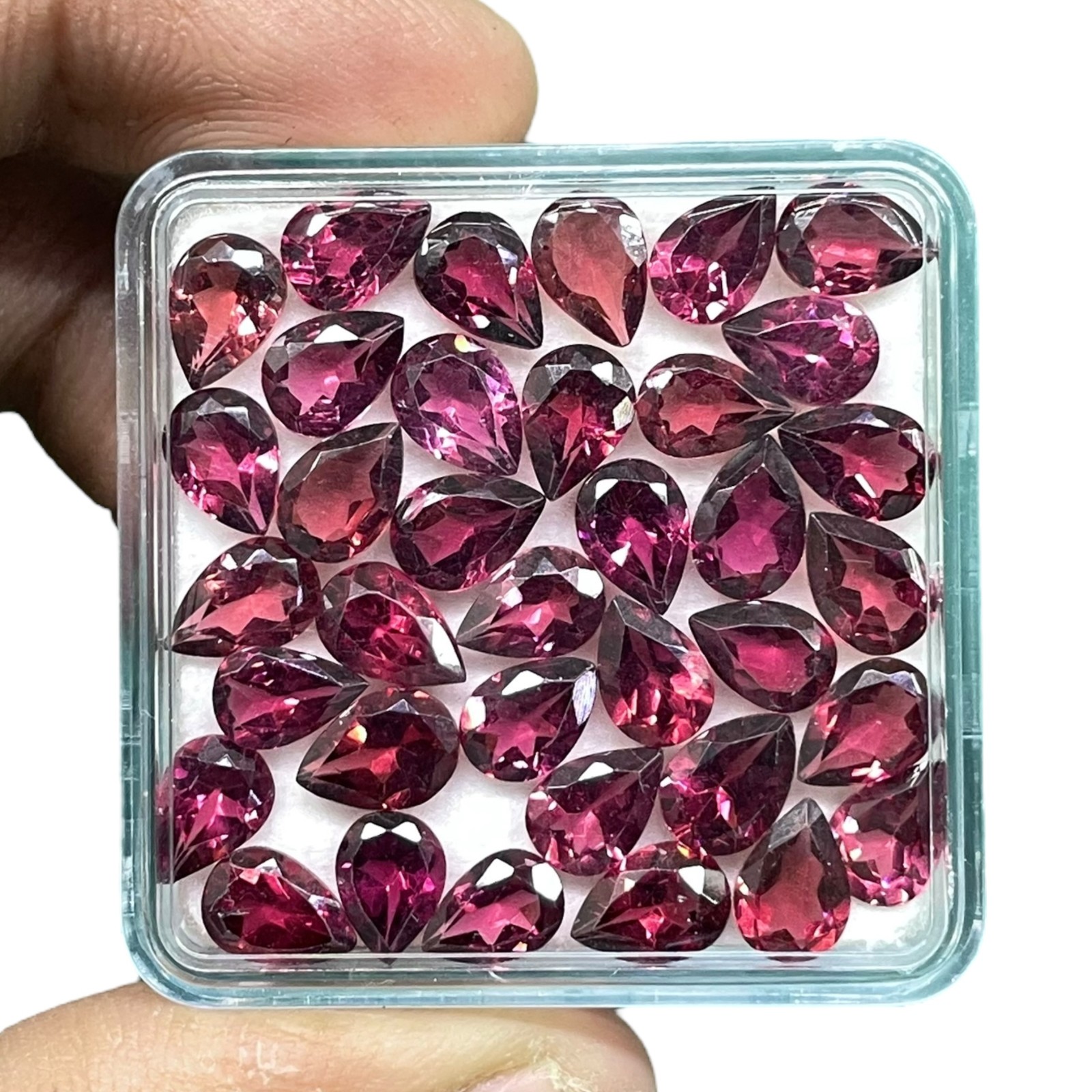 20 Pcs Natural Rhodolite Garnet 7x5mm Pear Cut Loose Untreated Gemstones