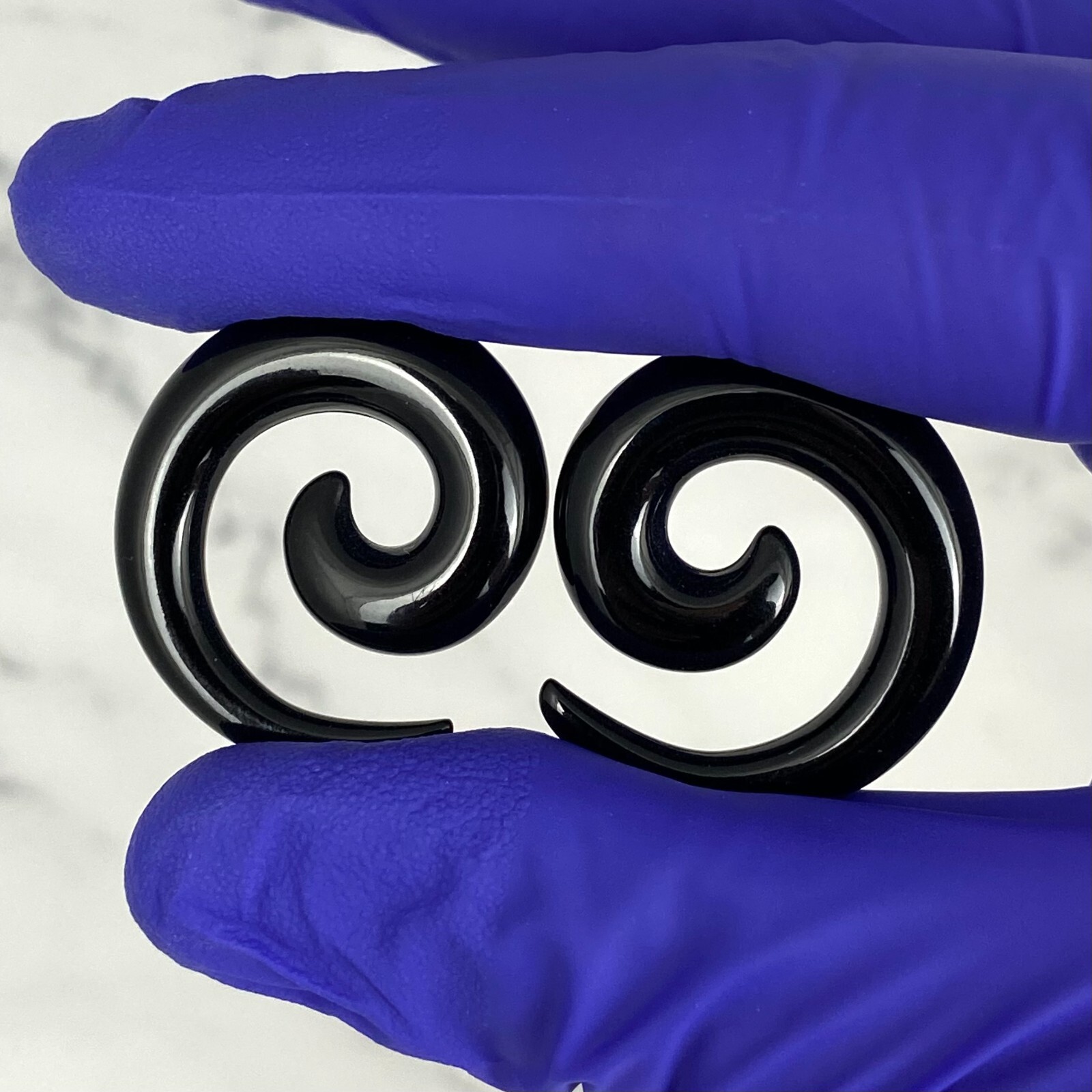 Pair of Black Acrylic Spirals set tapers plugs gauges